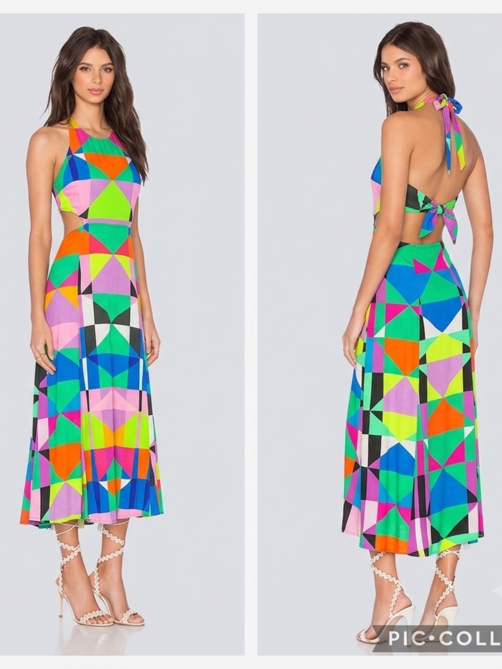 Mara Hoffman Ponte Diamond Swing Dress Geometric Halter Midi in Multicolor (D2)